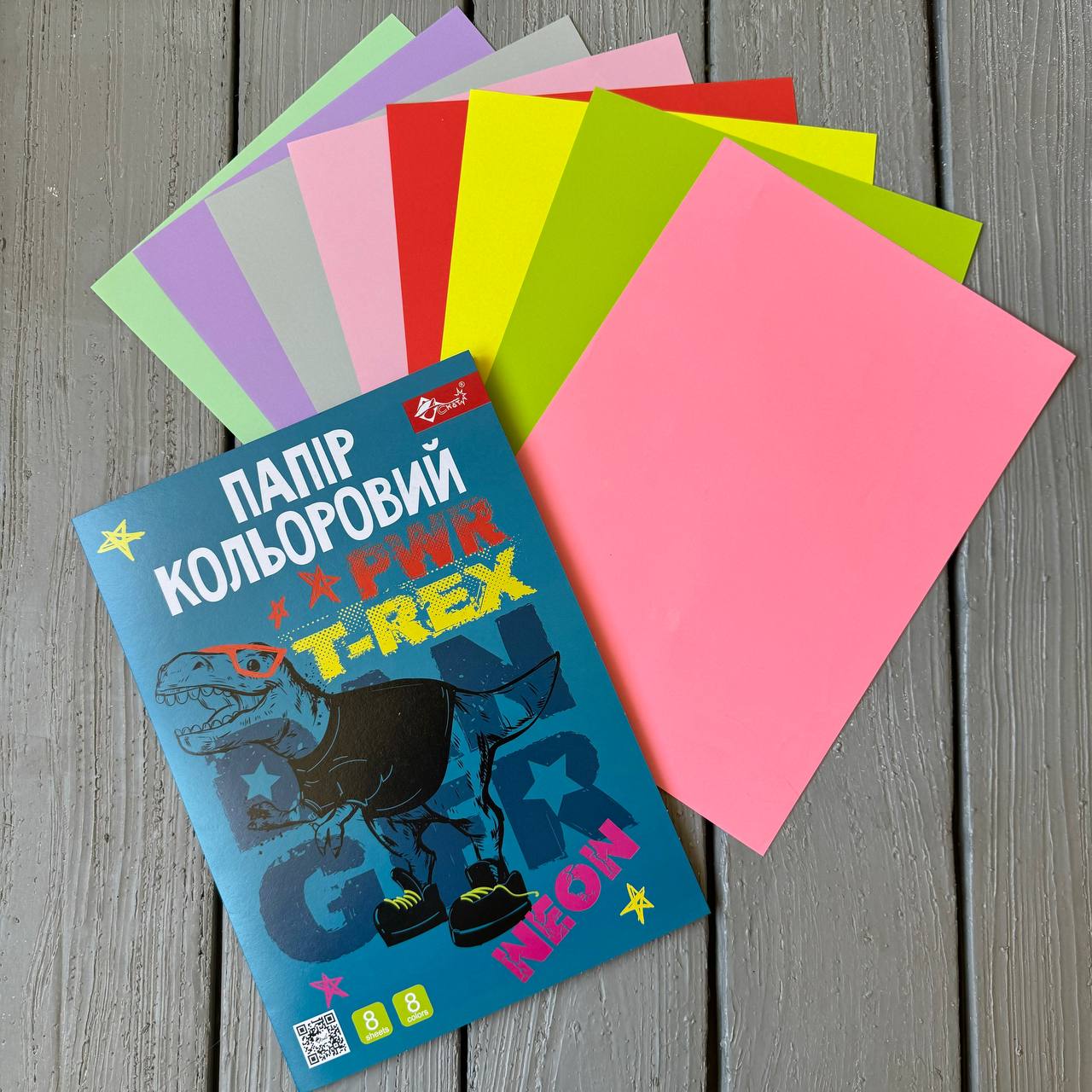 Кольоровий папір PREMIUM ДВОСТОРОННІЙ А4, 8 кол.-8 арк., 5 звичайних + 3 NEON 